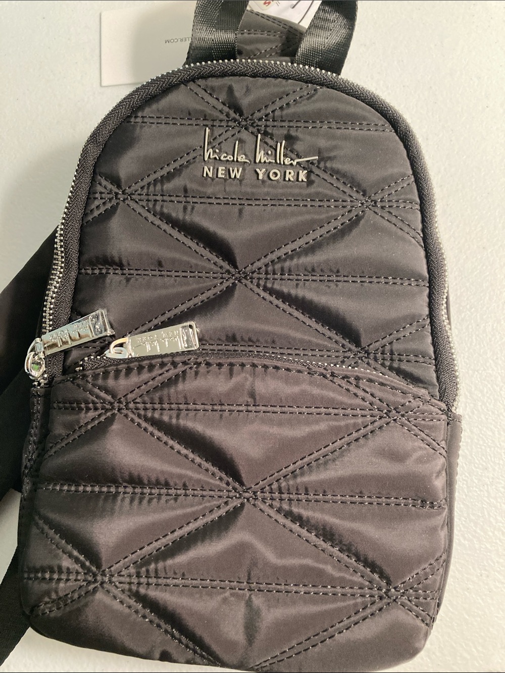 Nicole Miller Black Quilted Crossbody Sling Bag - Picture 6 of 6